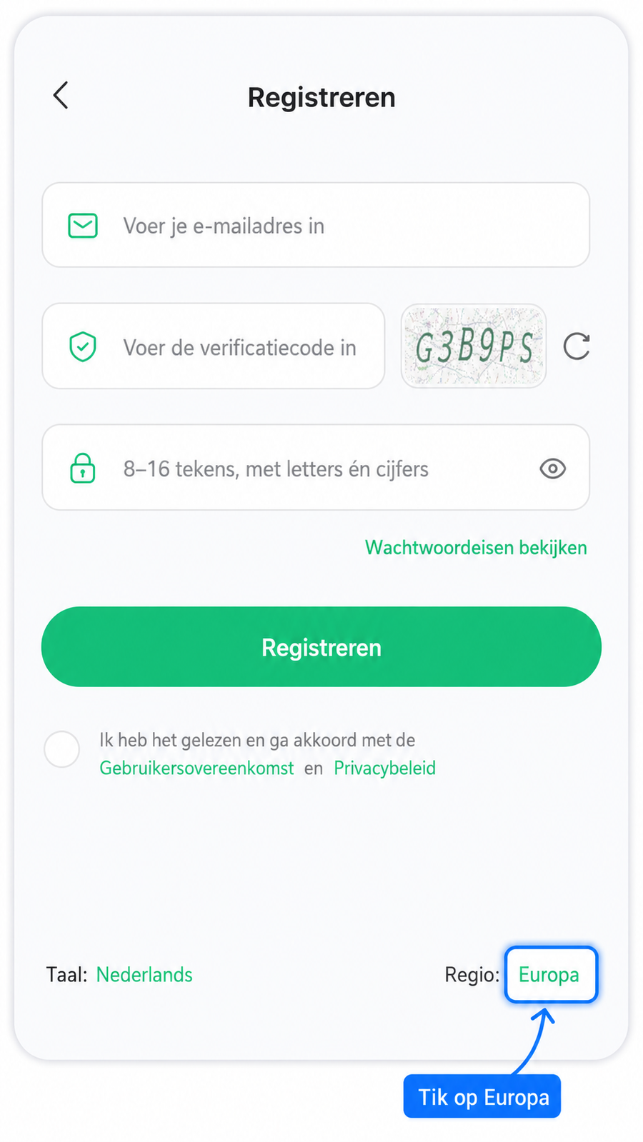 Maak een ouderaccount aan